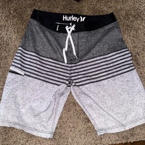 Hurley Silver and Black Athletic Swim Shorts
